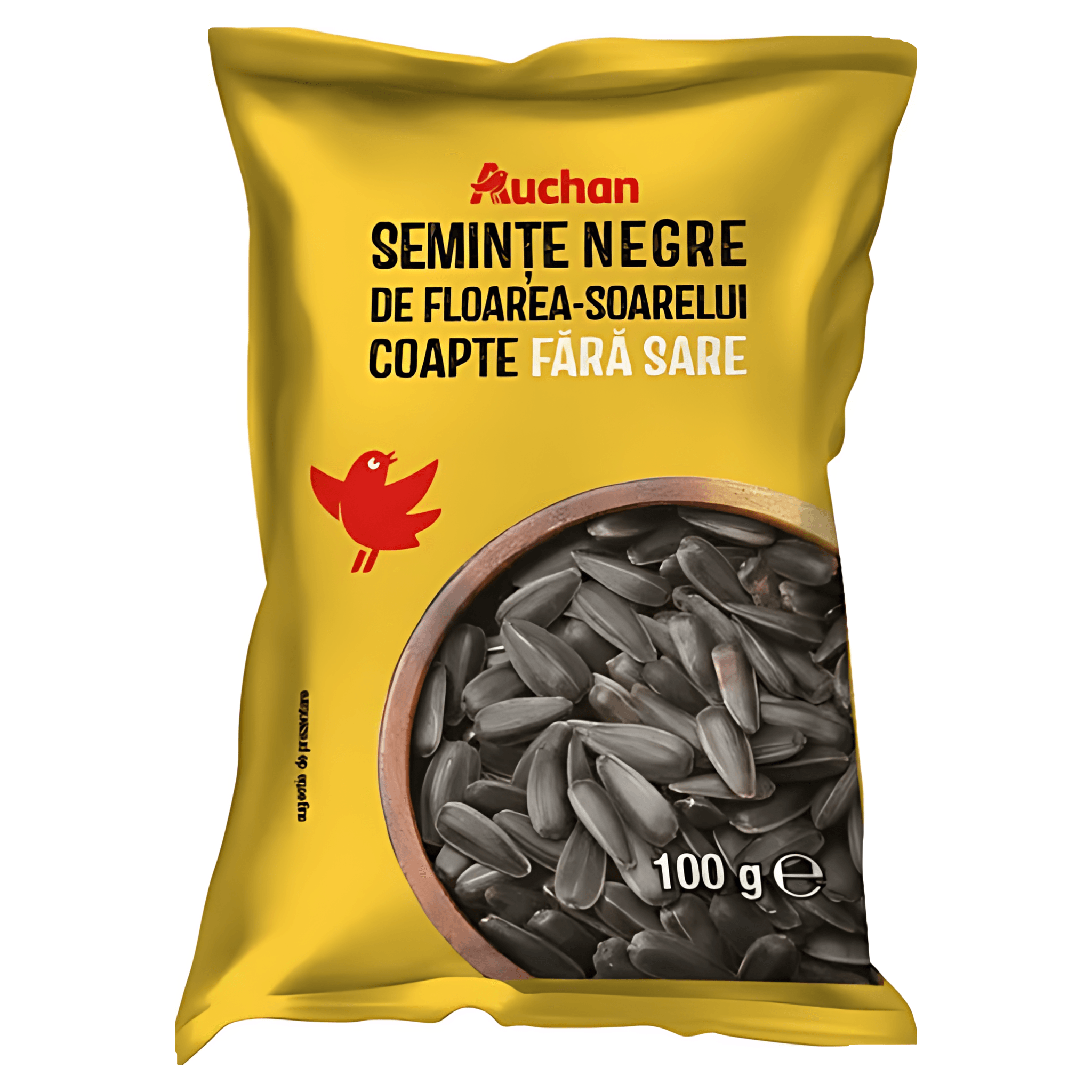 Seminte negre de floarea-soarelui Auchan, coapte, fara sare, 100 g