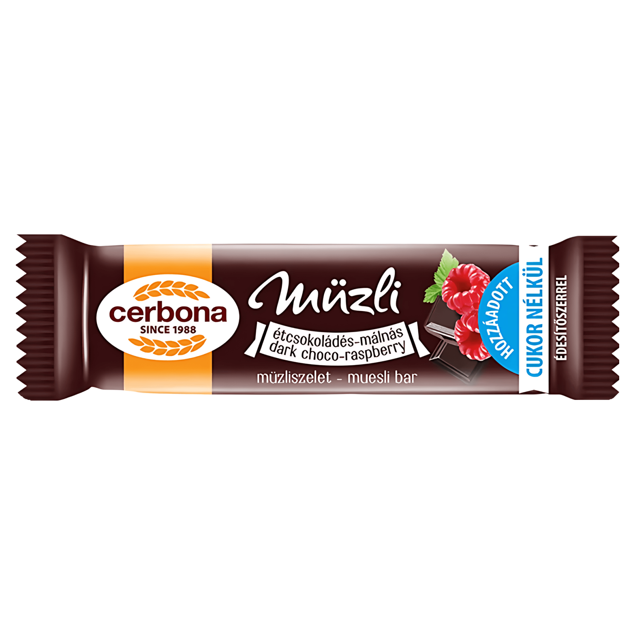Baton de cereale din ovaz cu ciocolata si zmeura Cerbona, 20 g