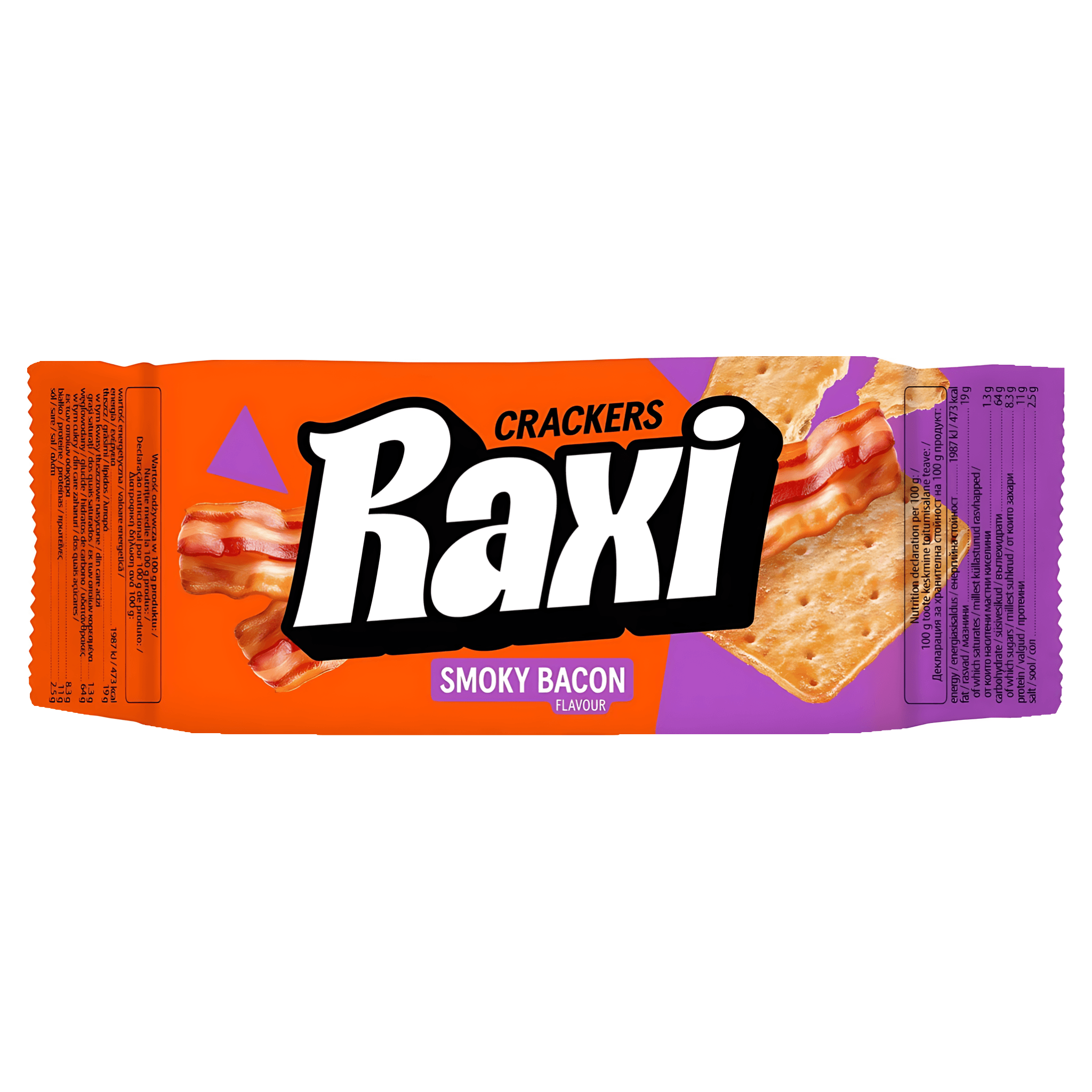 Crackers cu aroma de bacon afumat Raxi, 72 g