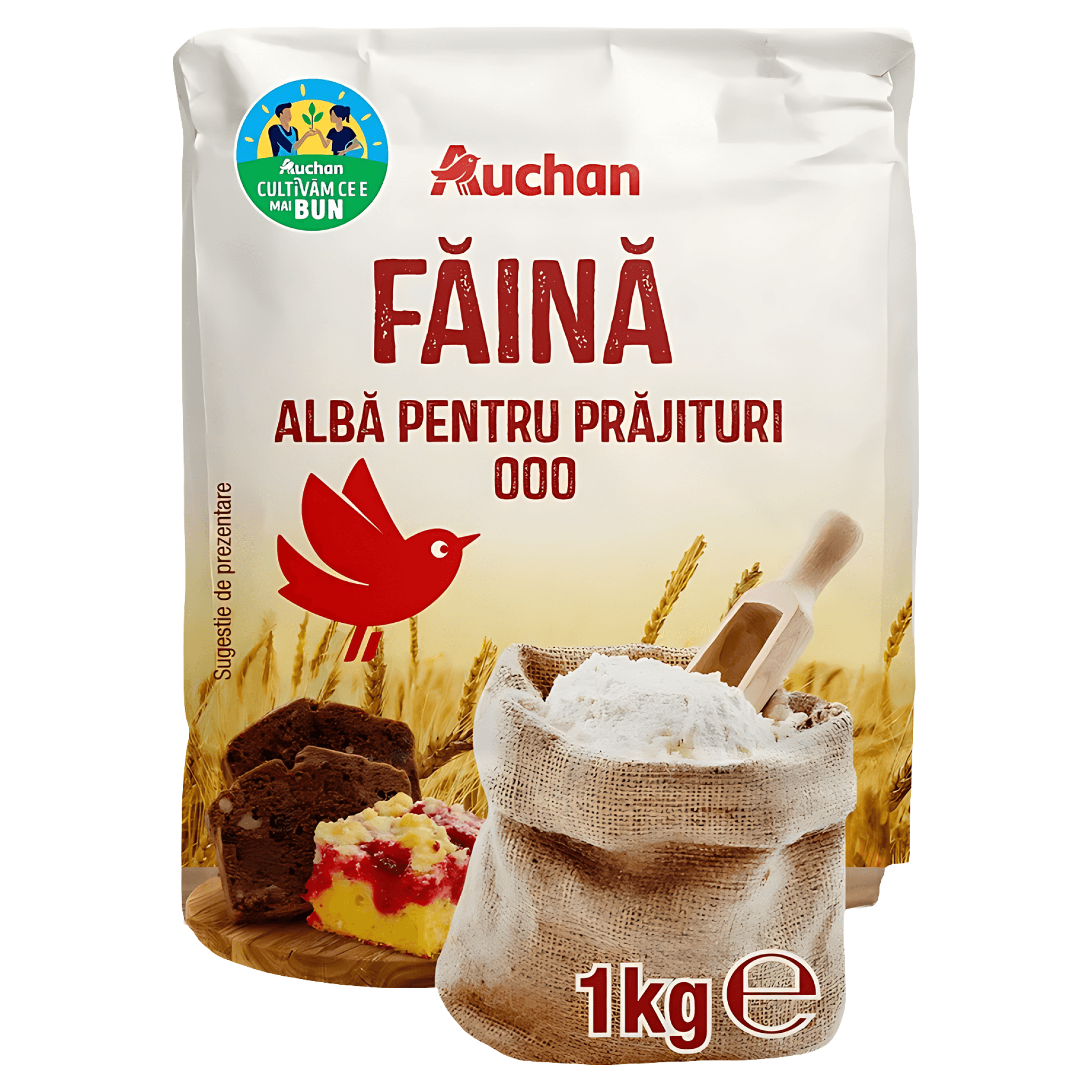 Faina alba pentru prajituri Auchan, tip 000, 1 kg