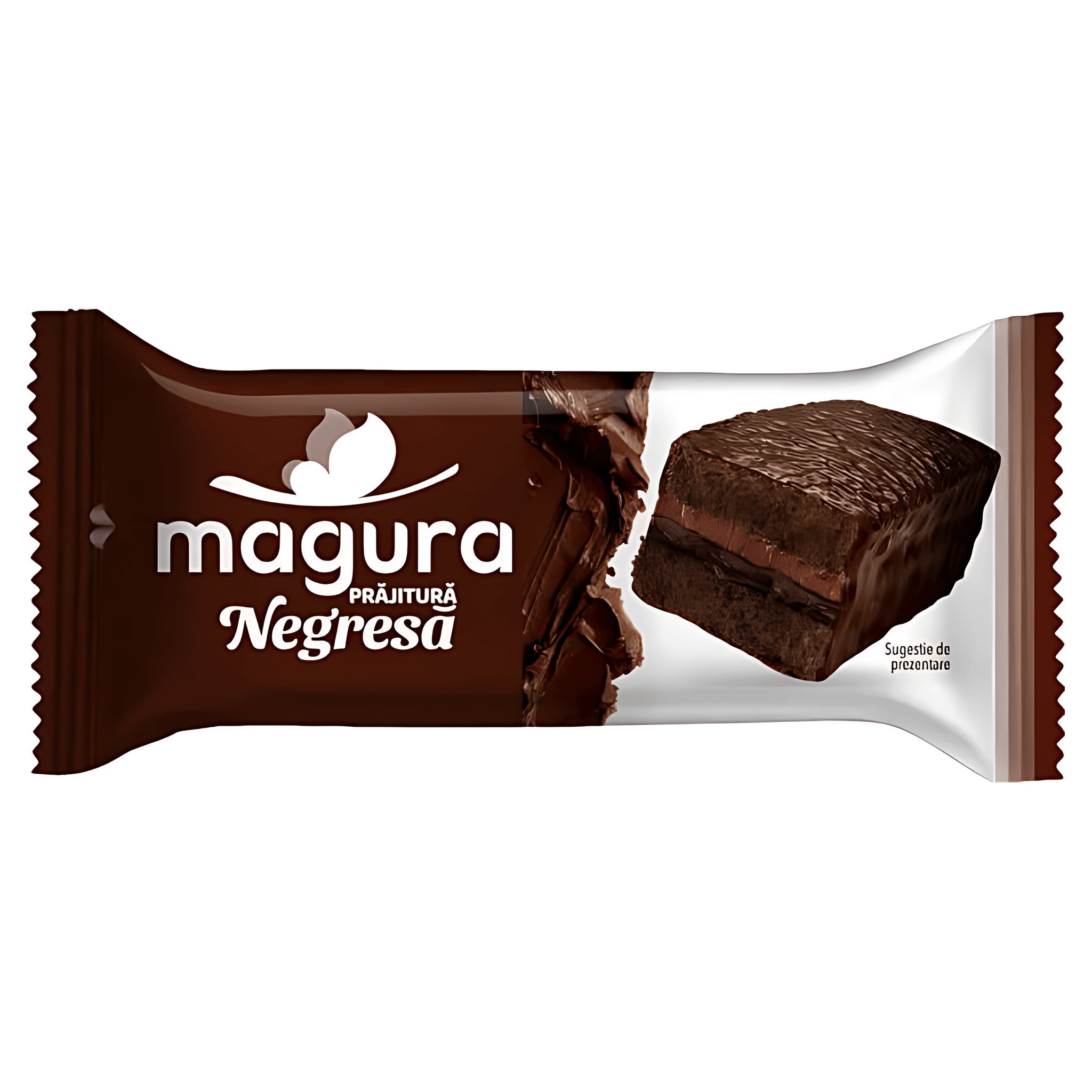 Prajitura cu crema de ciocolata, de cacao si glazura de cacao Magura Prajitura Negresa, 35 g