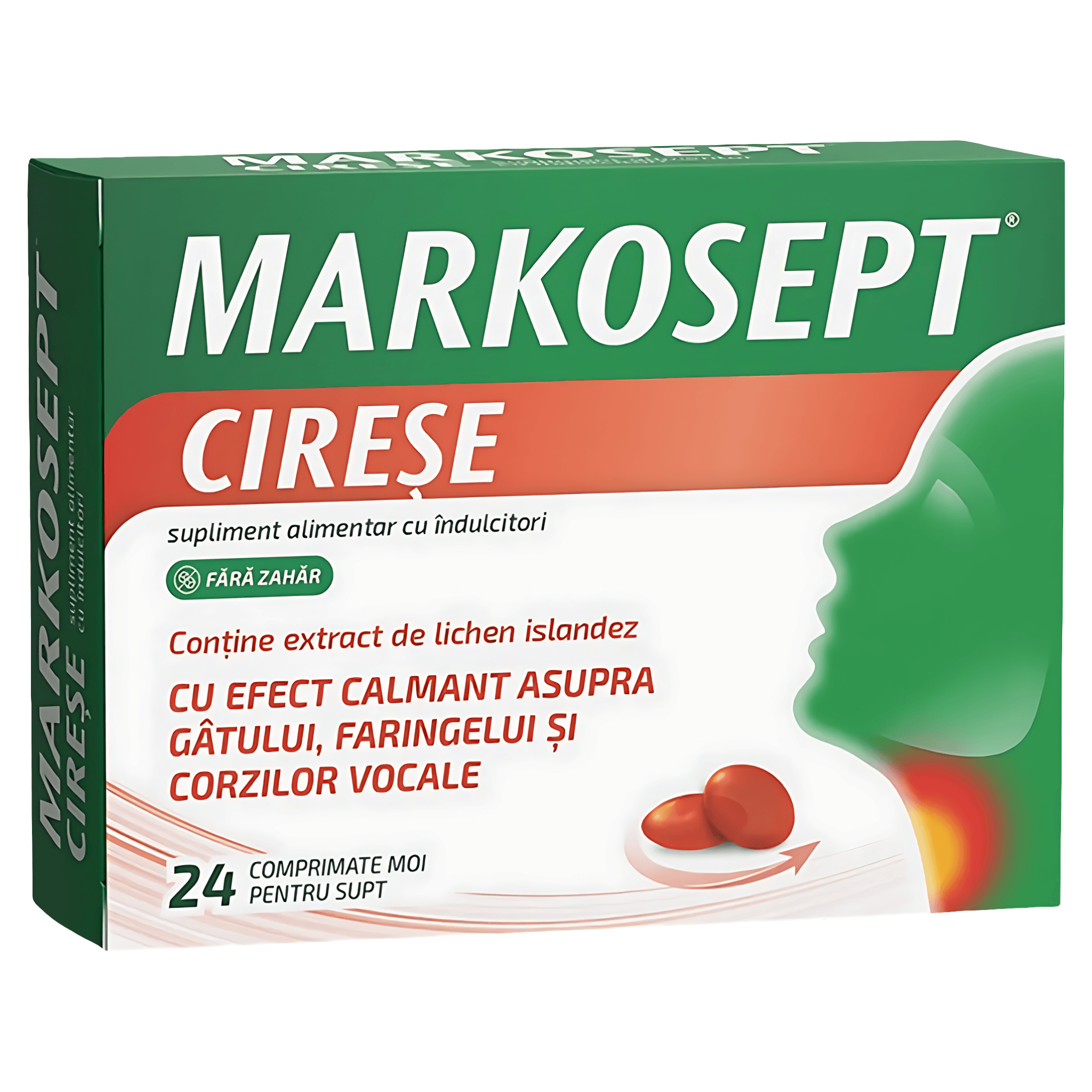 Supliment alimentar cu efect calmant asupra gatului Fiterman Markosept, aroma cirese, 24 comprimate