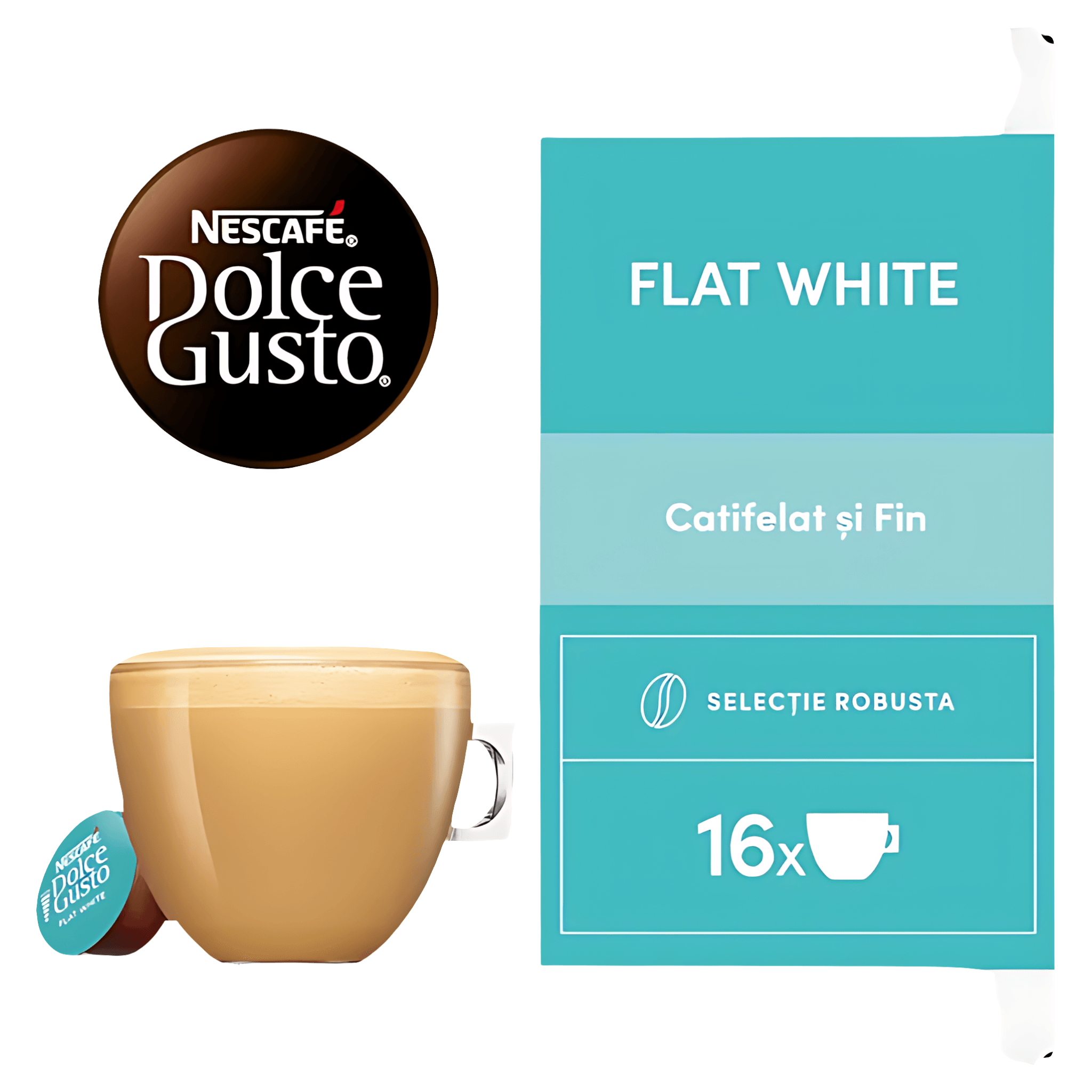 Capsule cafea Nescafe Flat White, compatibile Dolce Gusto, 16 capsule
