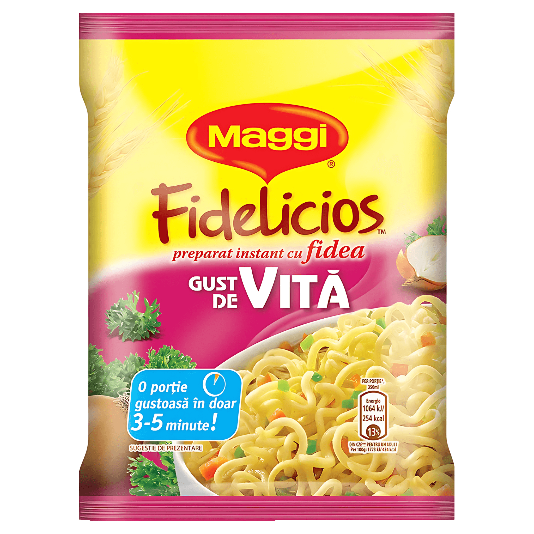 Preparat instant cu fidea si gust de vita Maggi Fidelicios, 60 g