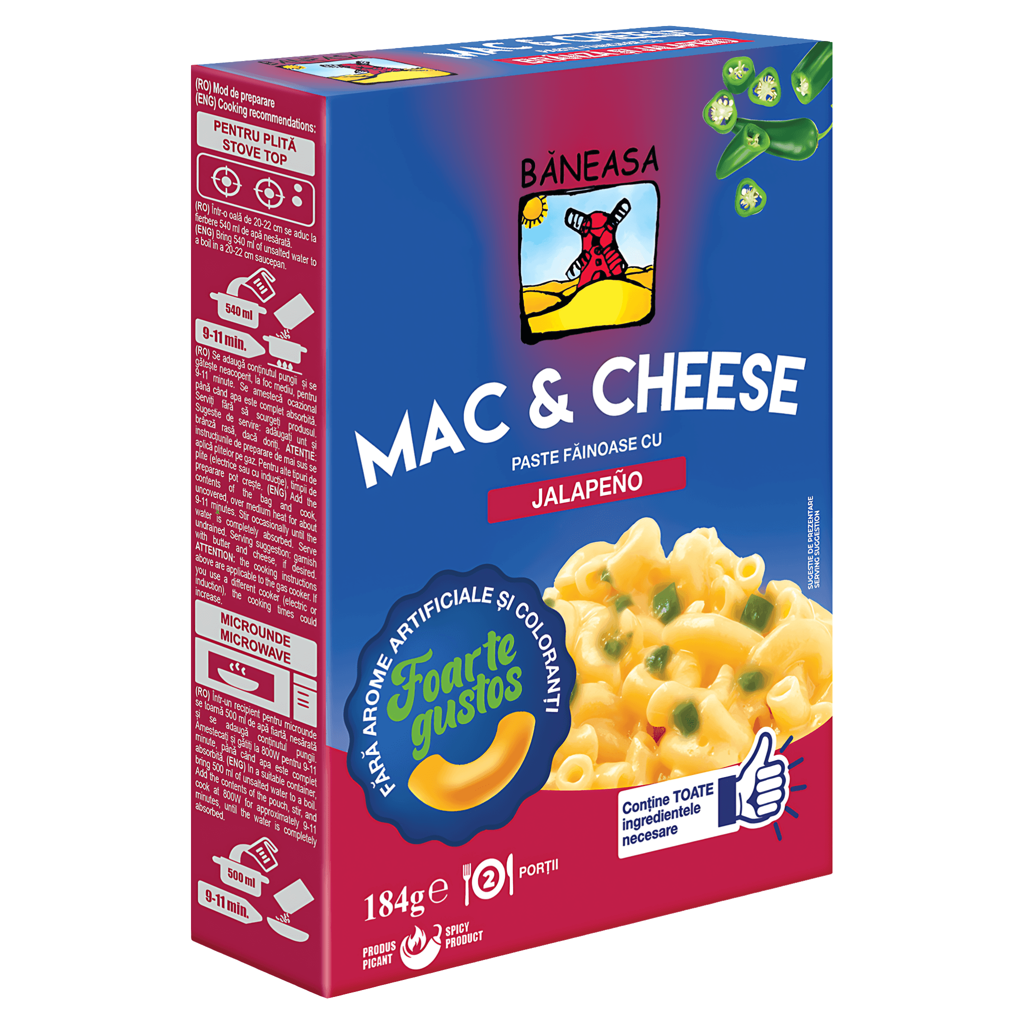 Paste cu jalapeno Baneasa Mac & Cheese, 184 g