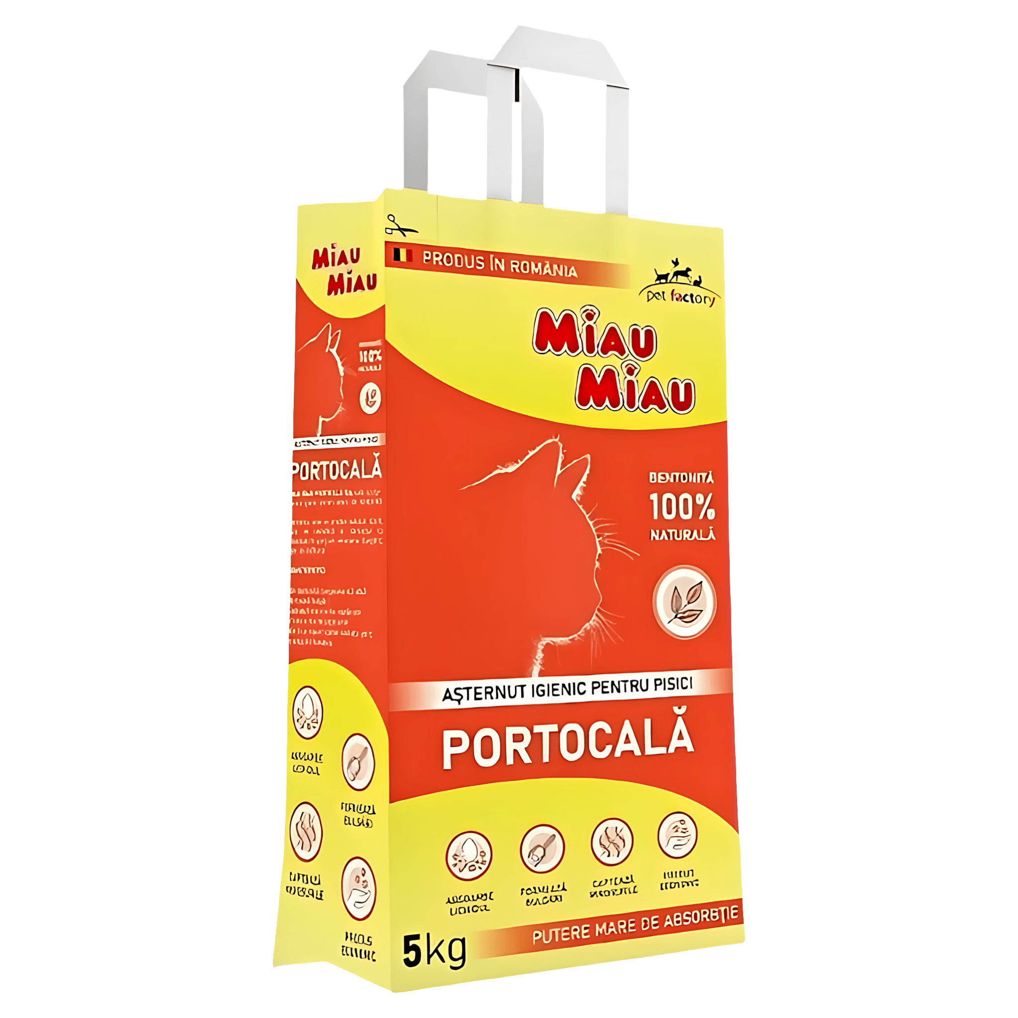 Asternut igienic pentru pisici cu miros de portocale Miau Miau, 5 kg