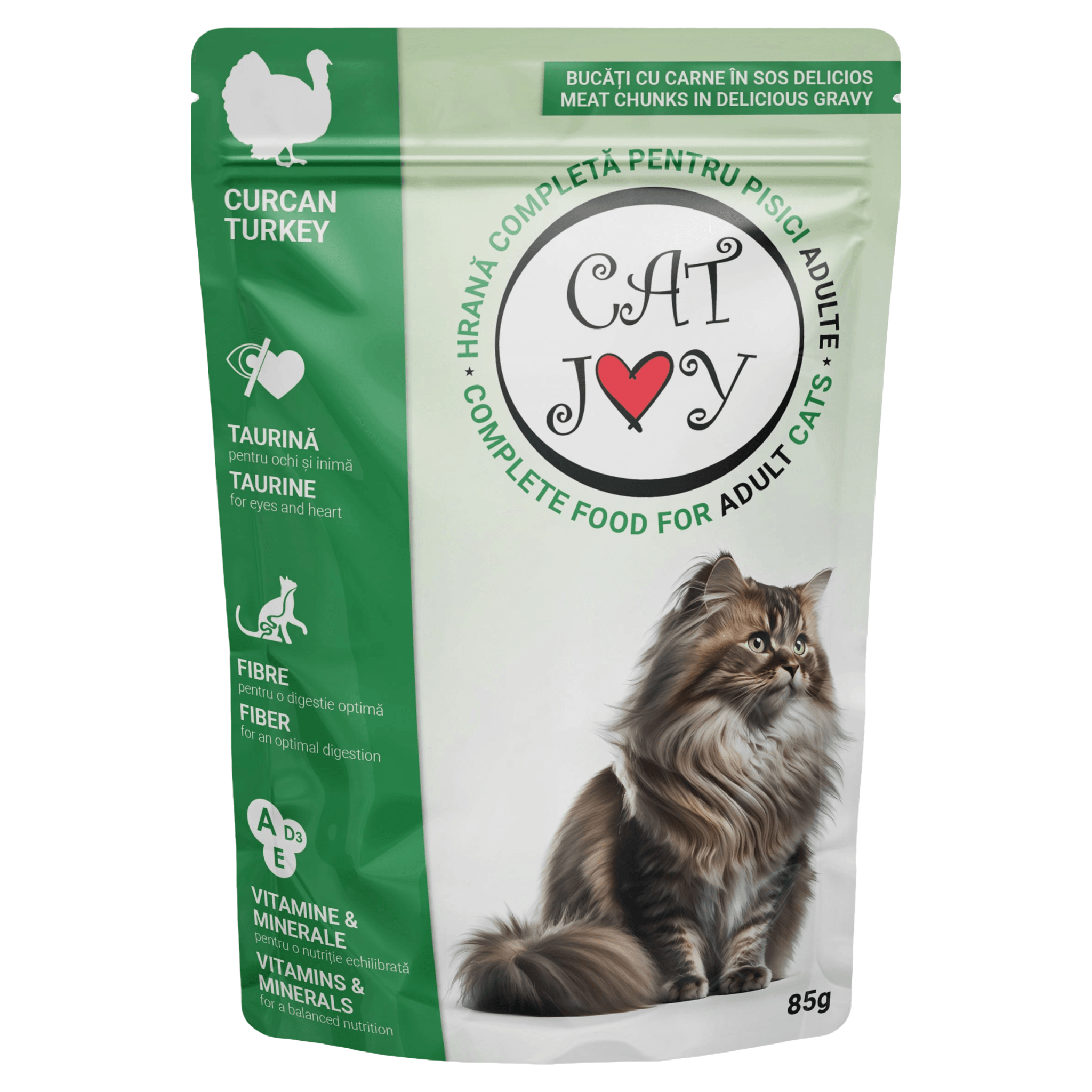 Hrana umeda pentru pisici adulte Cat Joy, curcan, 85 g