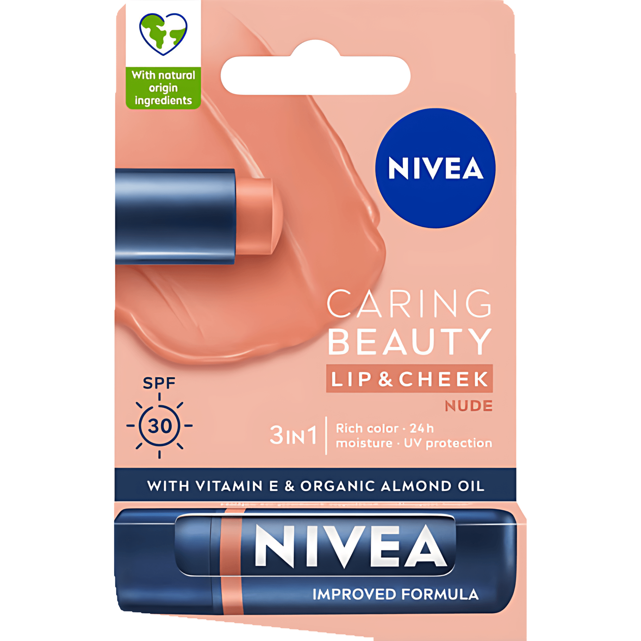 Balsam de buze Nivea Caring Beauty Nude, SPF 30, 4.8 g