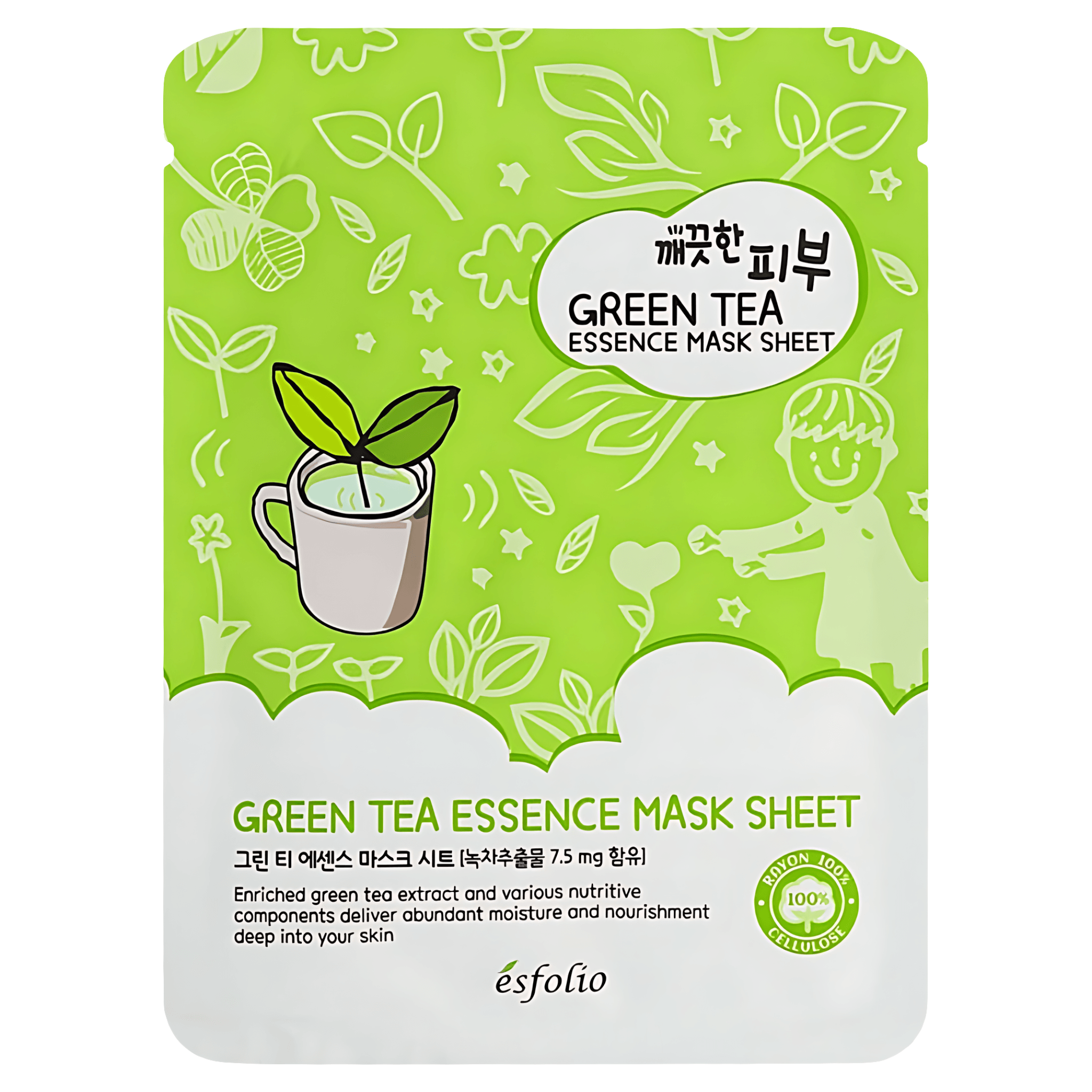 Masca servetel Esfolio, cu extract de ceai verde, 25 ml
