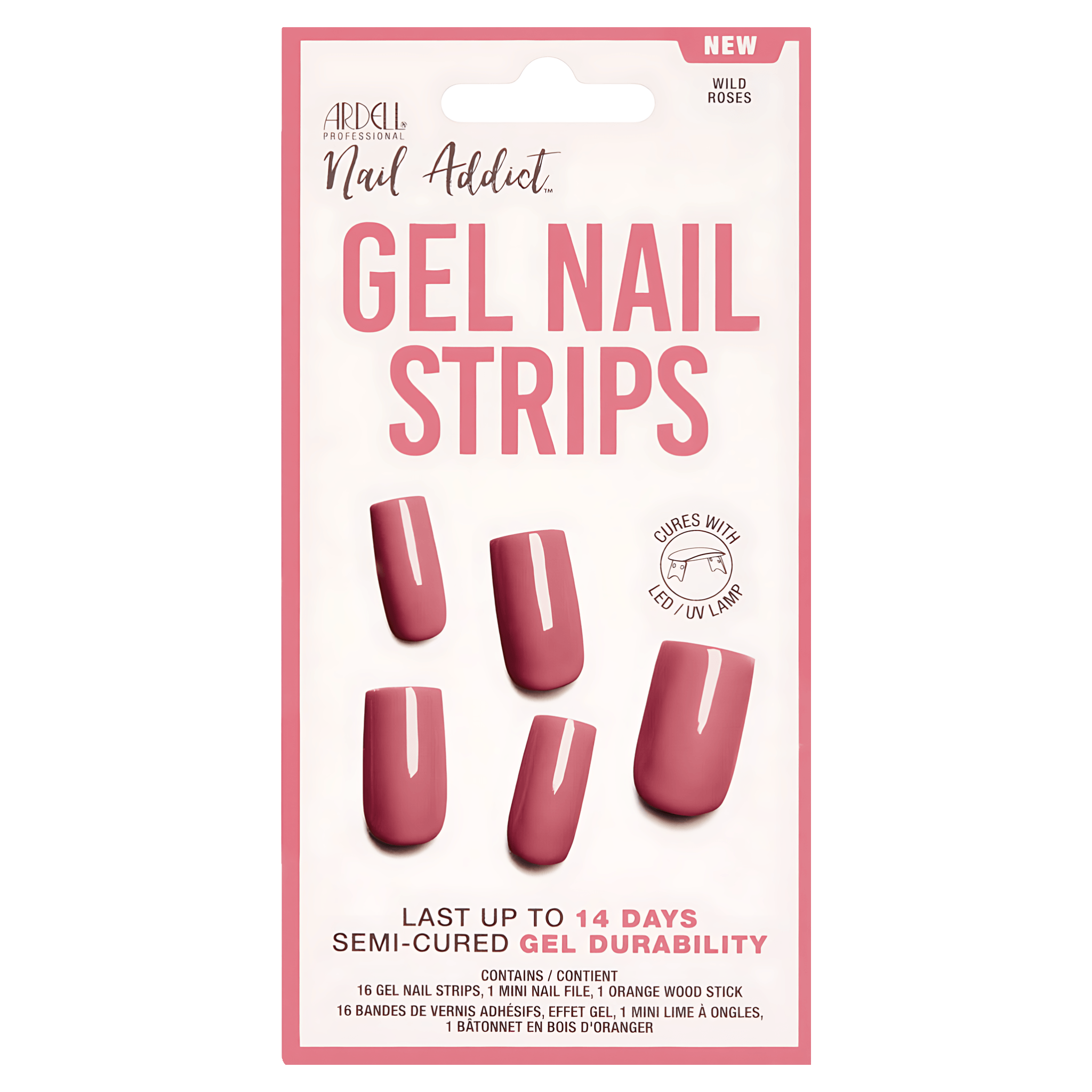 Unghii false autoadezive cu gel Ardell Wild Roses, 1 set