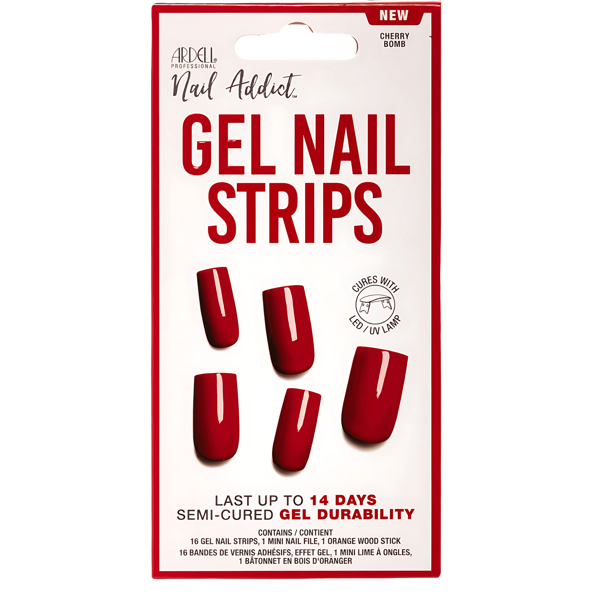 Unghii false autoadezive cu gel Ardell Cherry Bomb, 1 set
