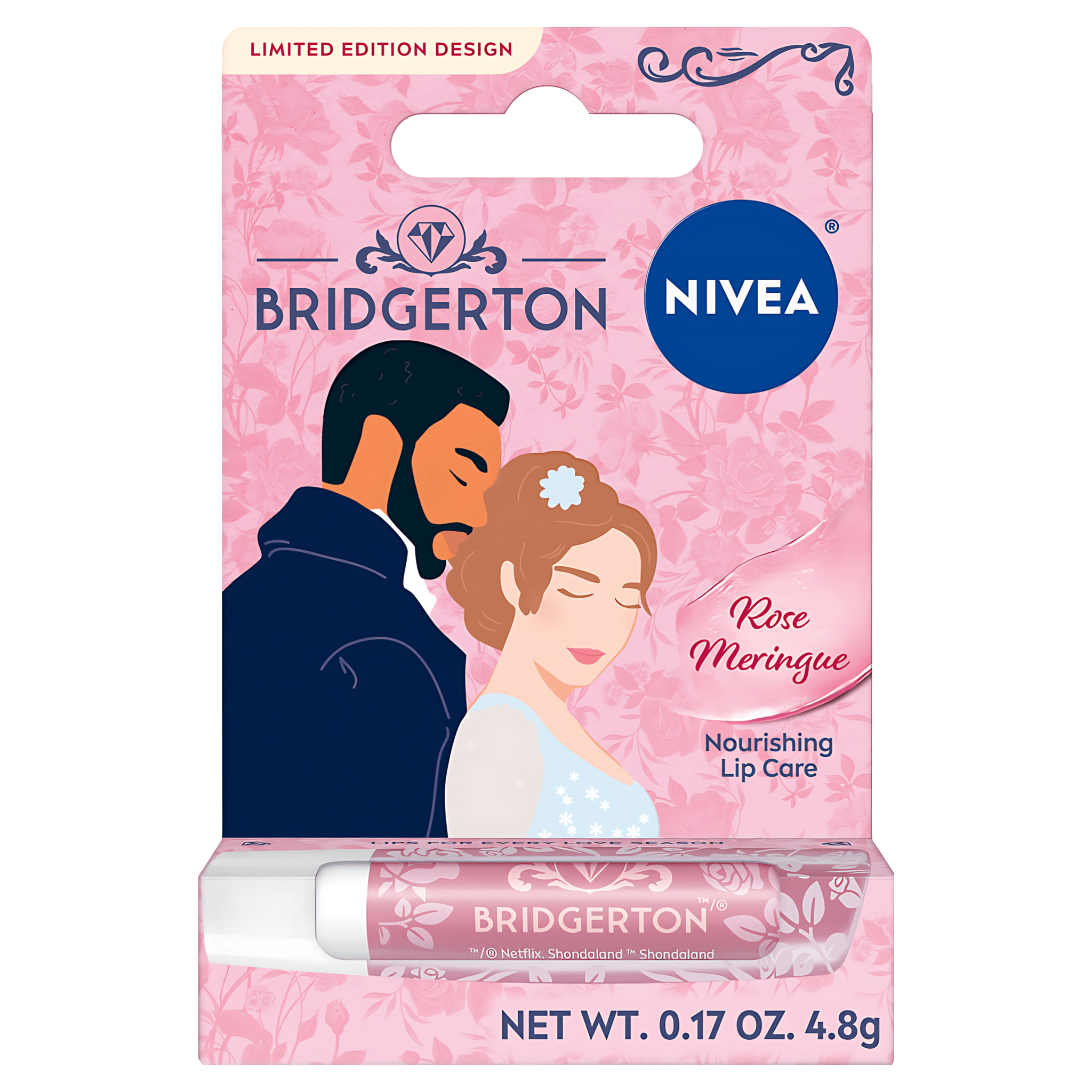 Balsam de buze Nivea Rose Meringue Bridgerton, 4.8 g