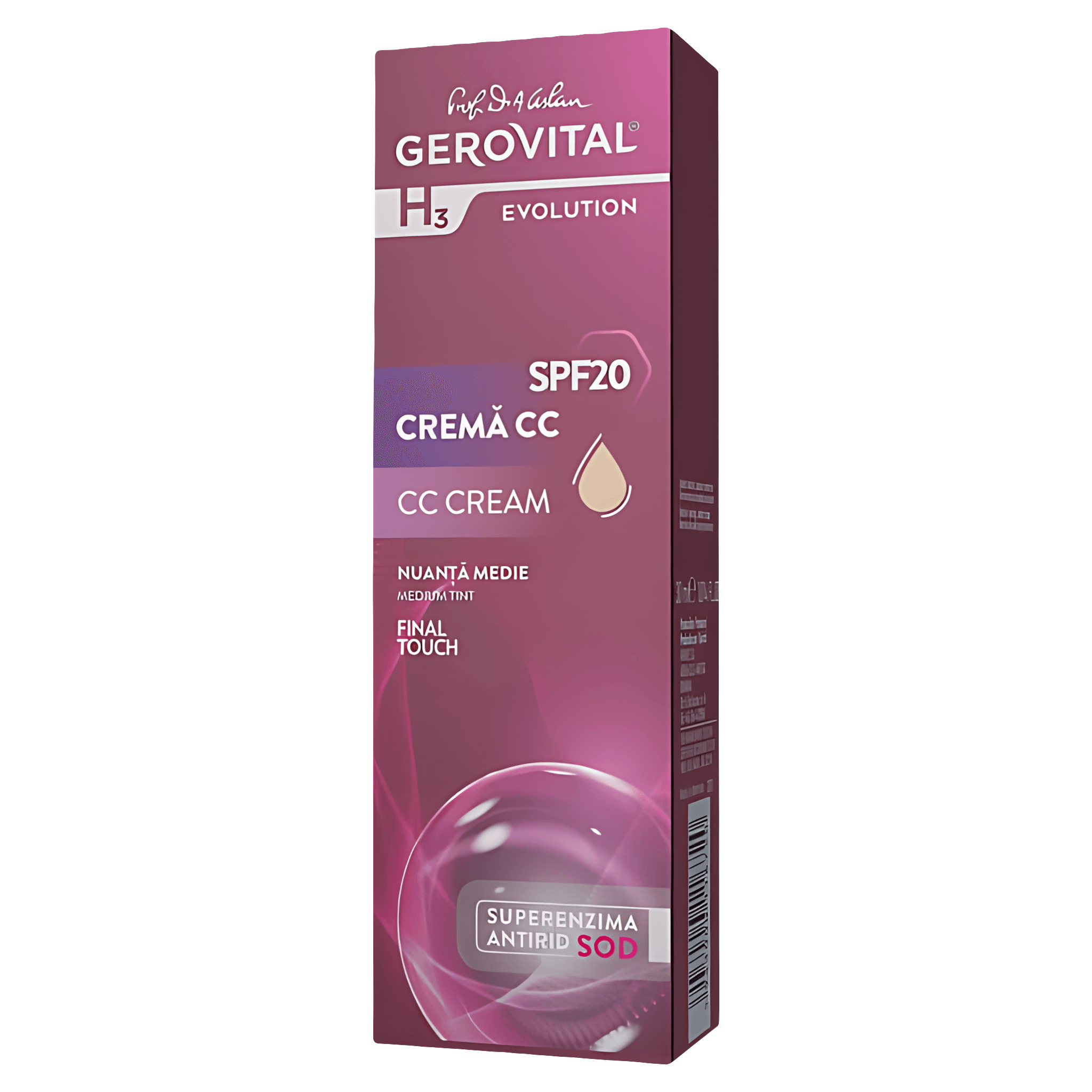 Crema de fata nuantatoare Gerovital Evolution SPF 20 CC Cream Medium Tint, 30 ml