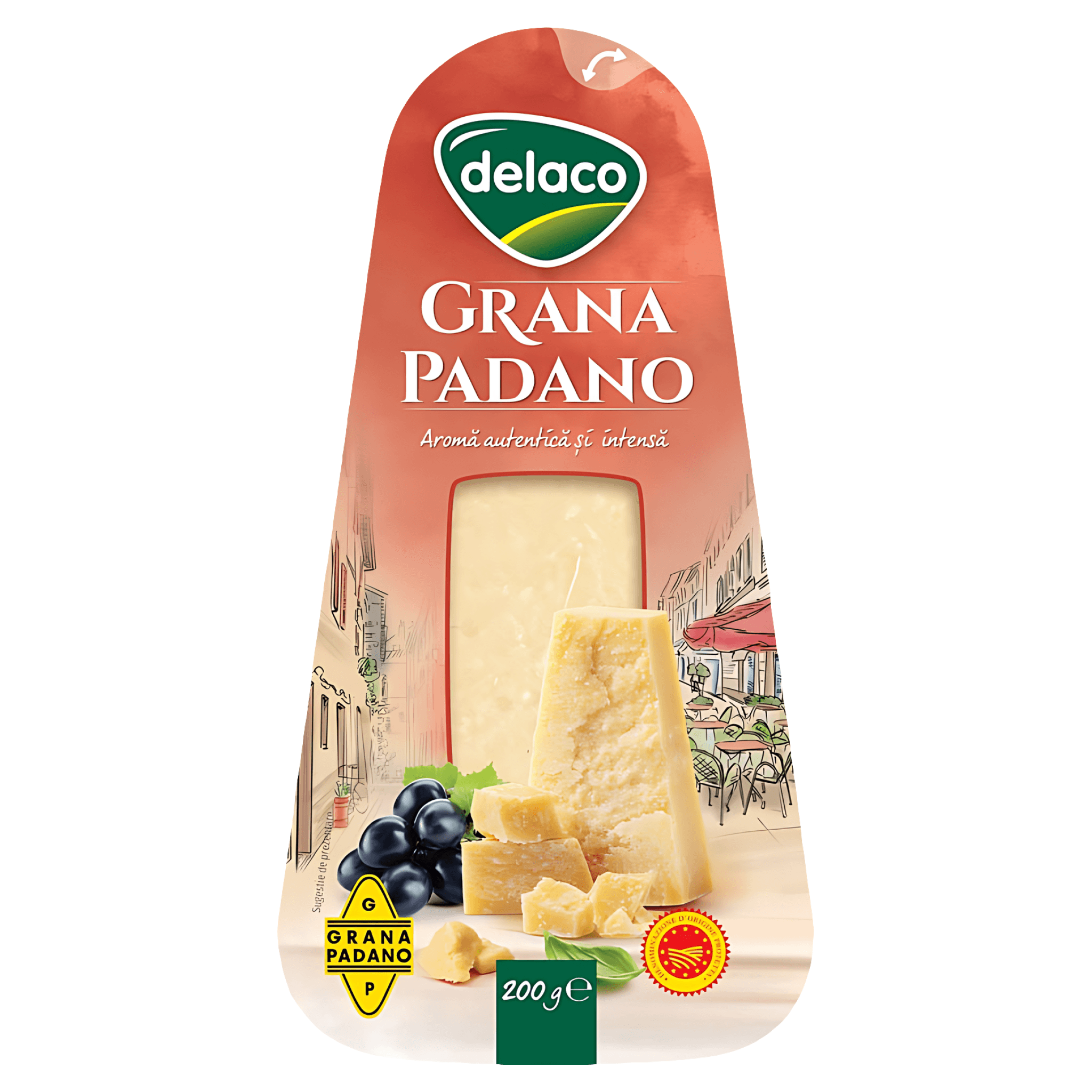 Branza grana padano Delaco, 200 g