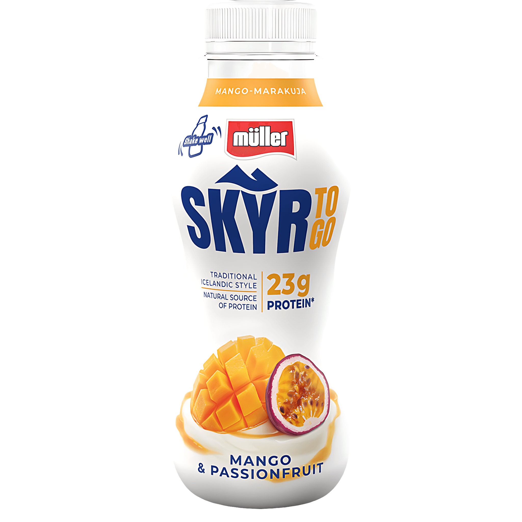Skyr cu aroma de mango si fructul pasiunii Muller To Go, 330 g
