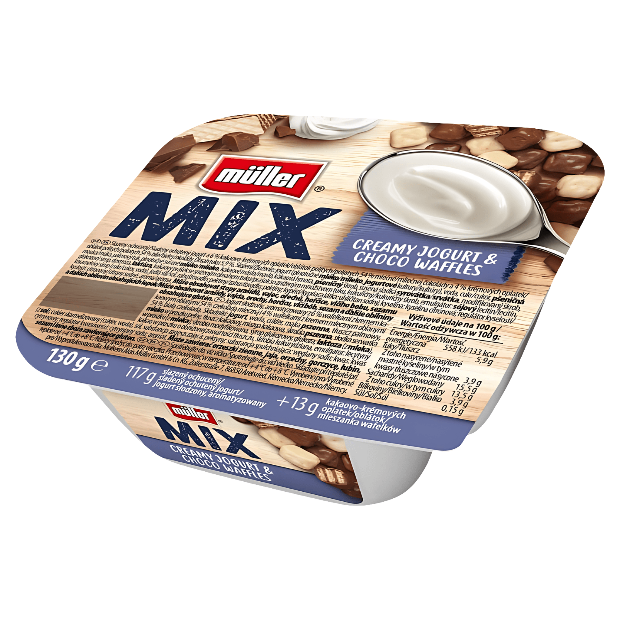Iaurt cremos Muller Mix Choco Waffles, 130 g
