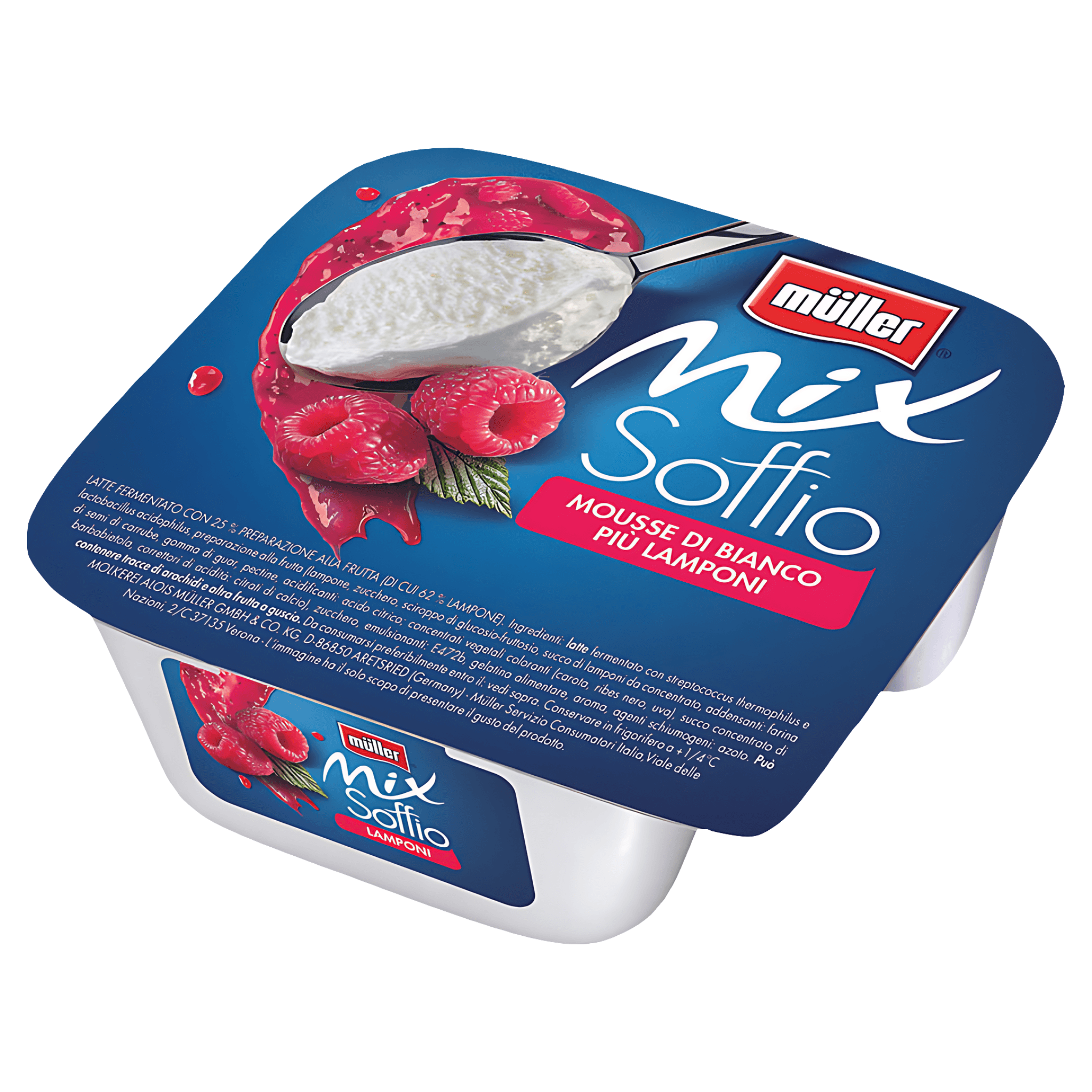 Iaurt cremos Muller Mix, cu zmeura, 120 g