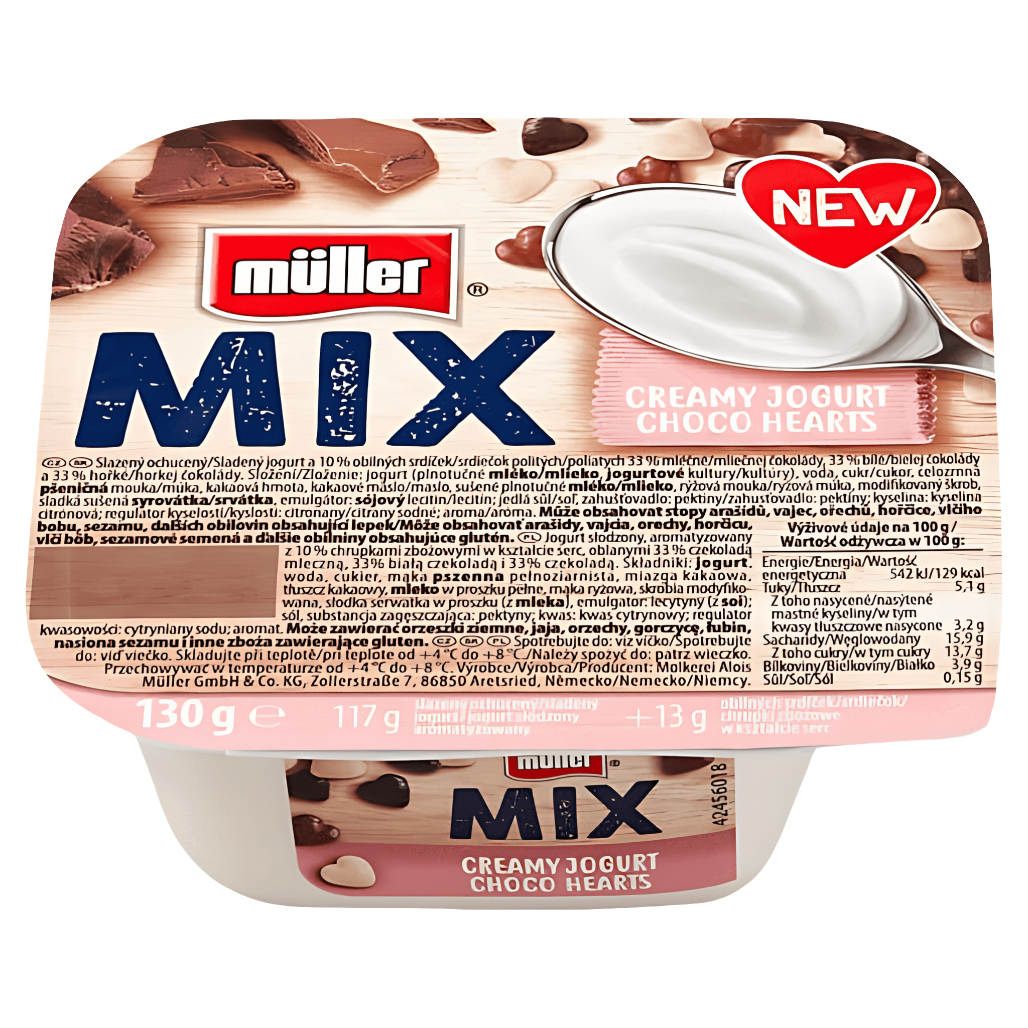 Iaurt cremos Muller choco hearts, 130 g