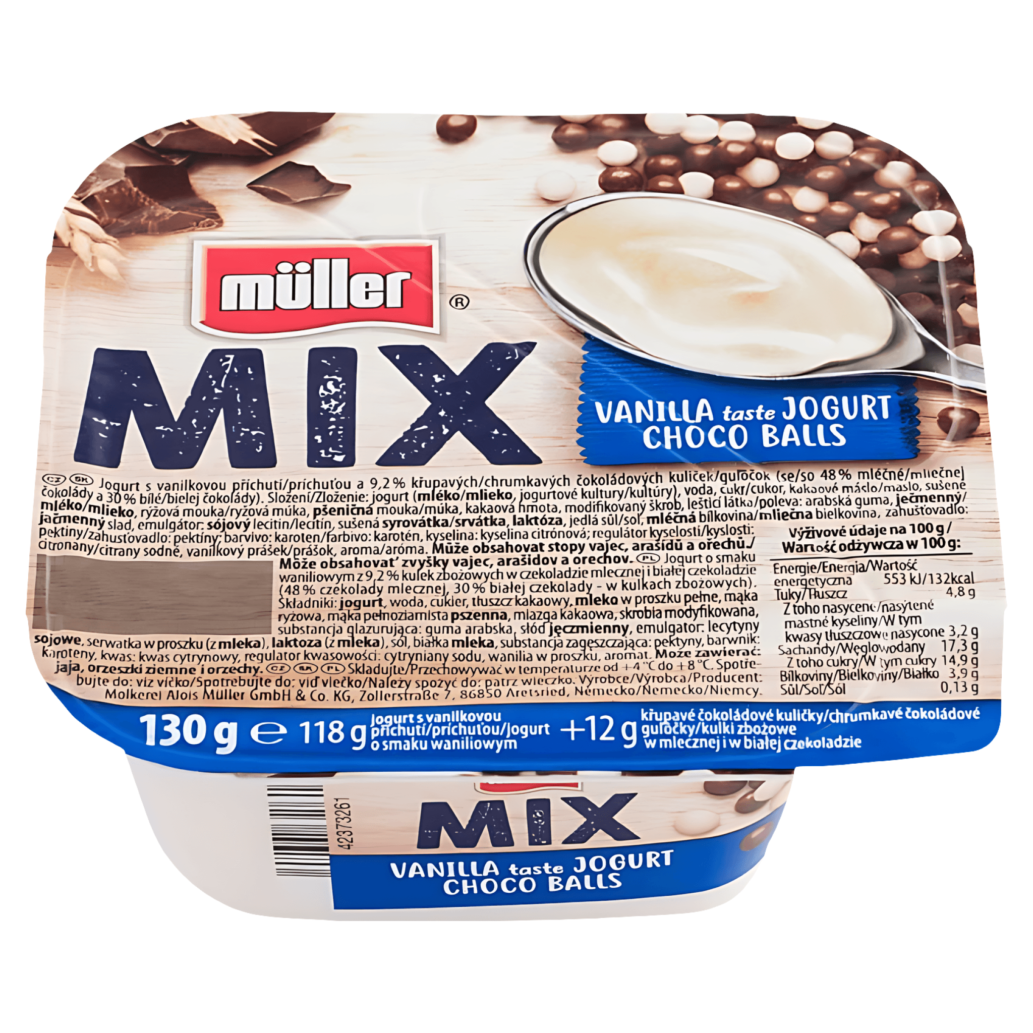 Iaurt cu bilute de ciocolata Muller, 130 g