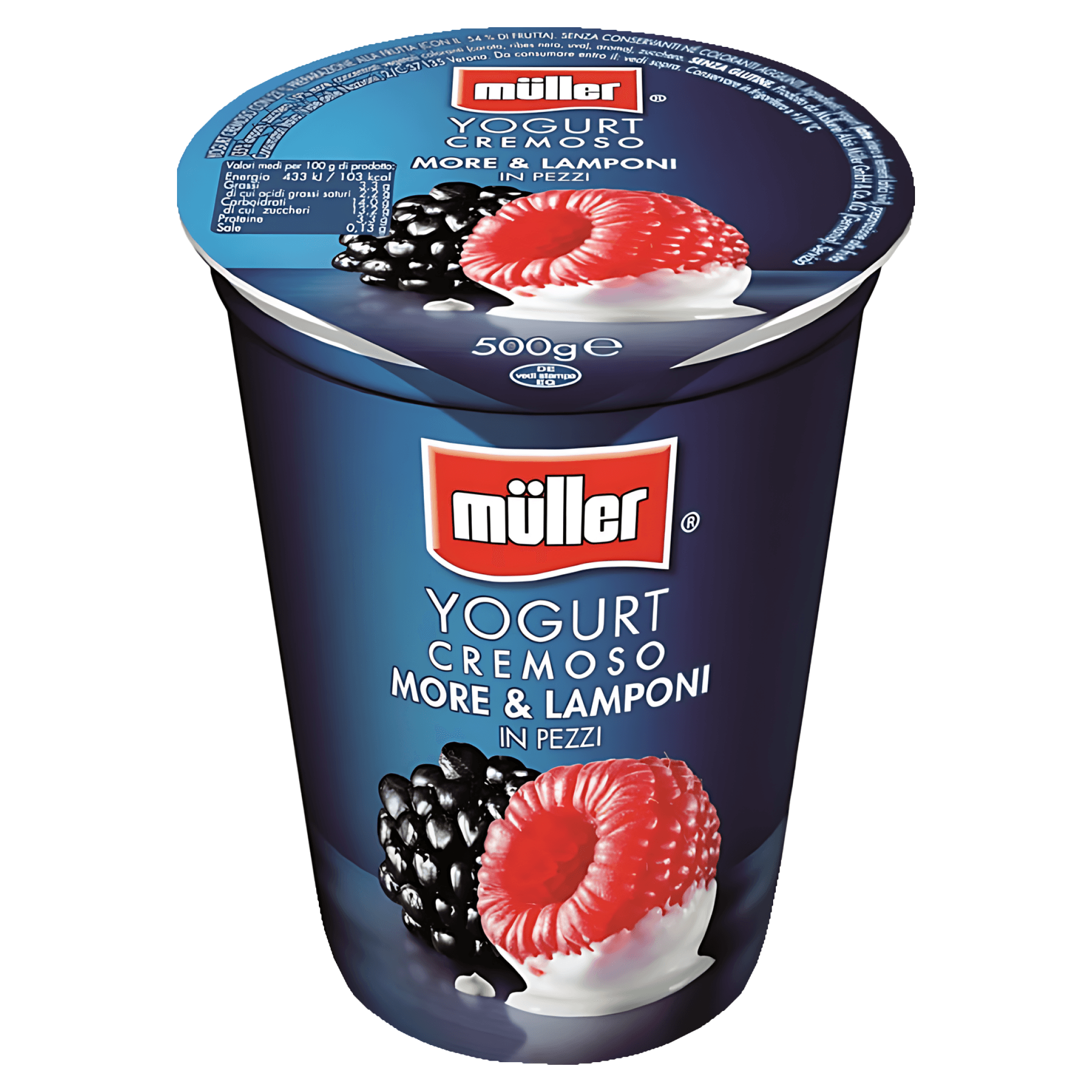 Iaurt cu mure si zmeura Muller, 500 g