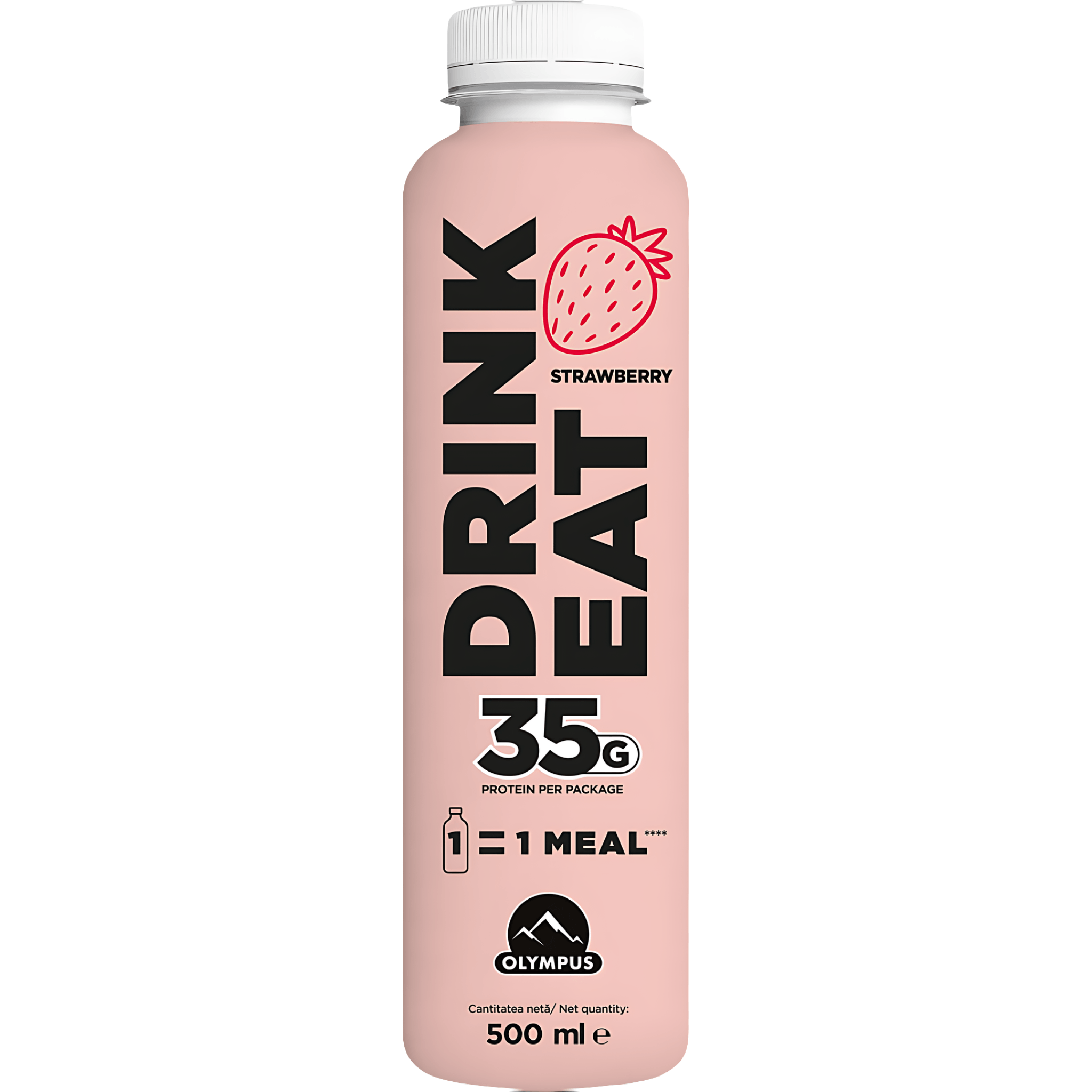Bautura pe baza de lapte cu aroma de capsuni Olympus Drink Eat, 500 ml