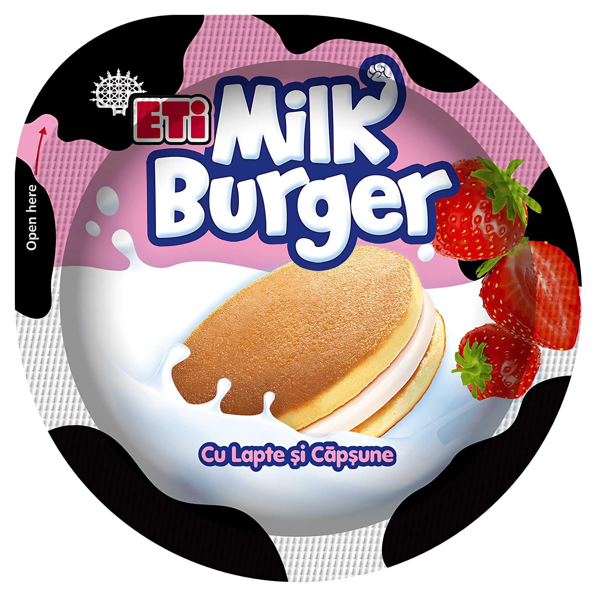 Prajitura cu lapte si capsune Eti Milk Burger, 35 g
