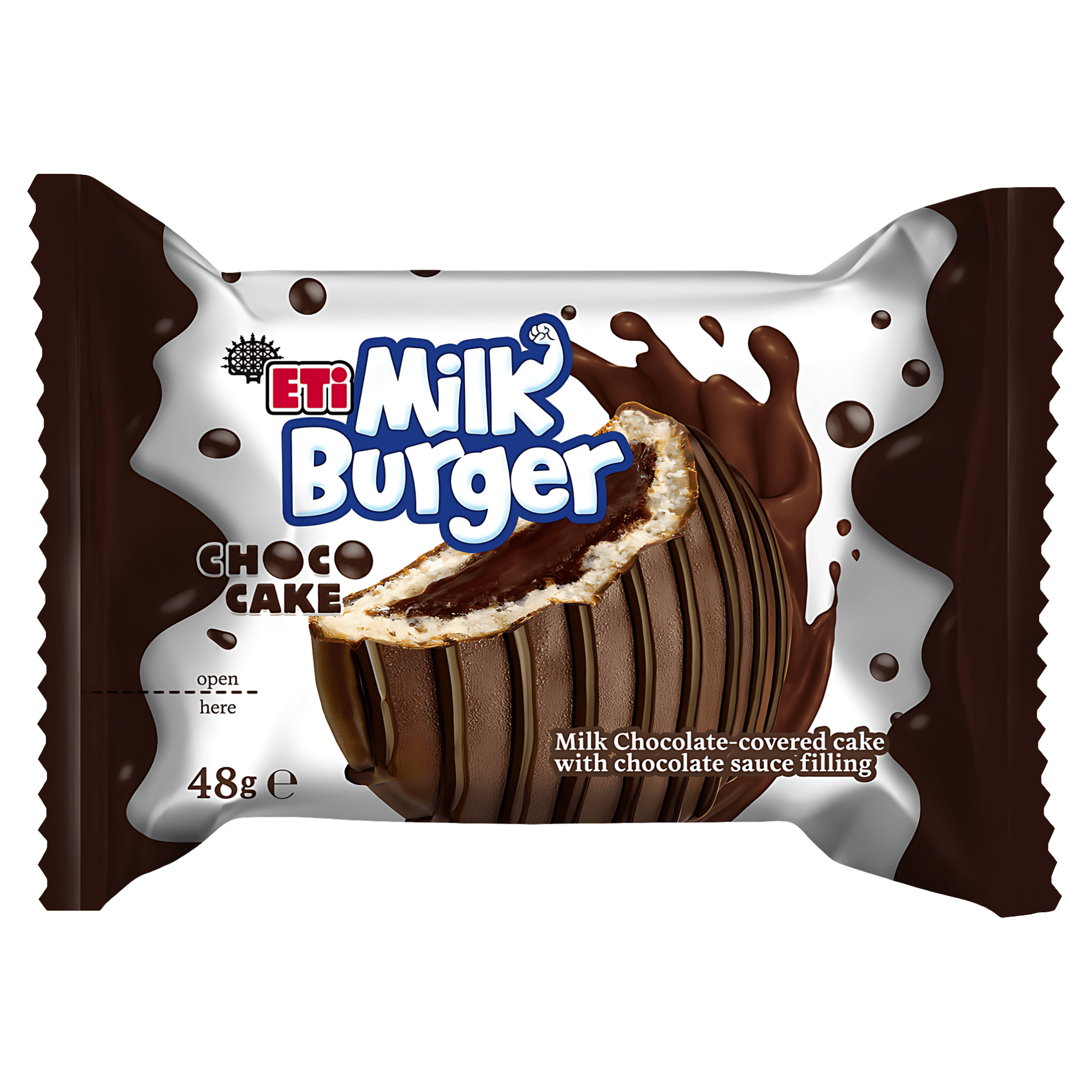 Prajitura acoperita cu ciocolata cu lapte Eti Milk Burger, 48 g