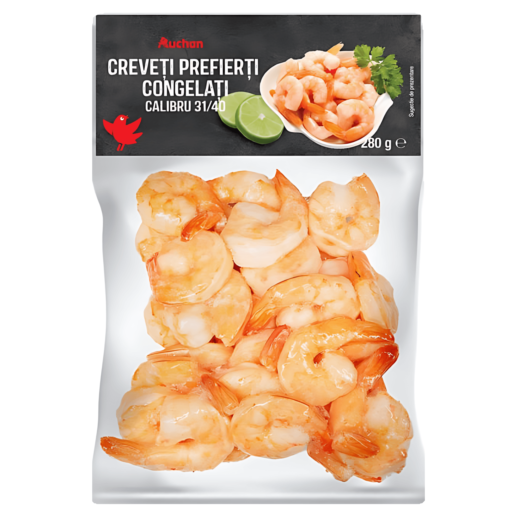 Creveti prefierti cu codite 31/40 Auchan, congelati, 280 g