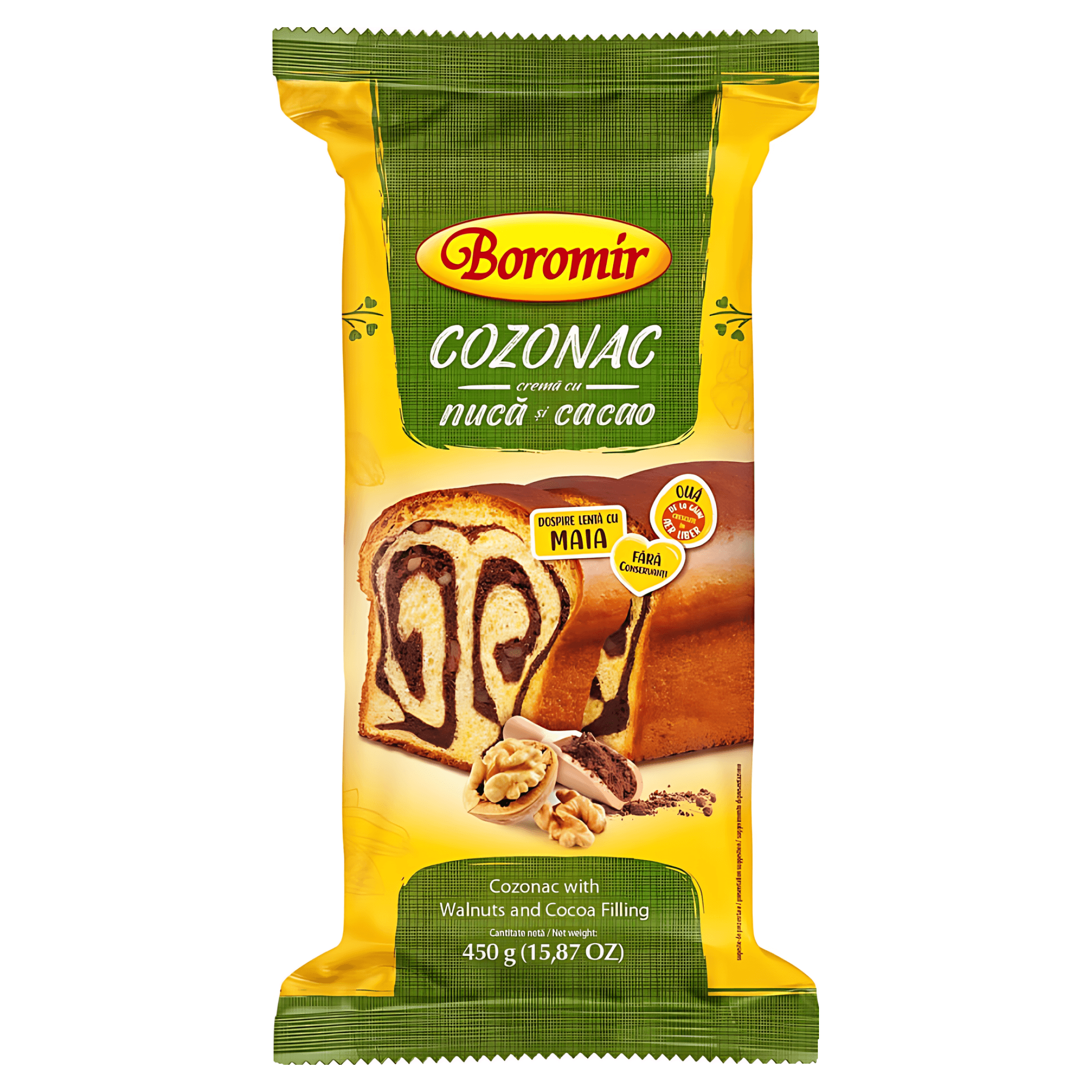 Cozonac cu crema de nuca si cacao Boromir, 450g