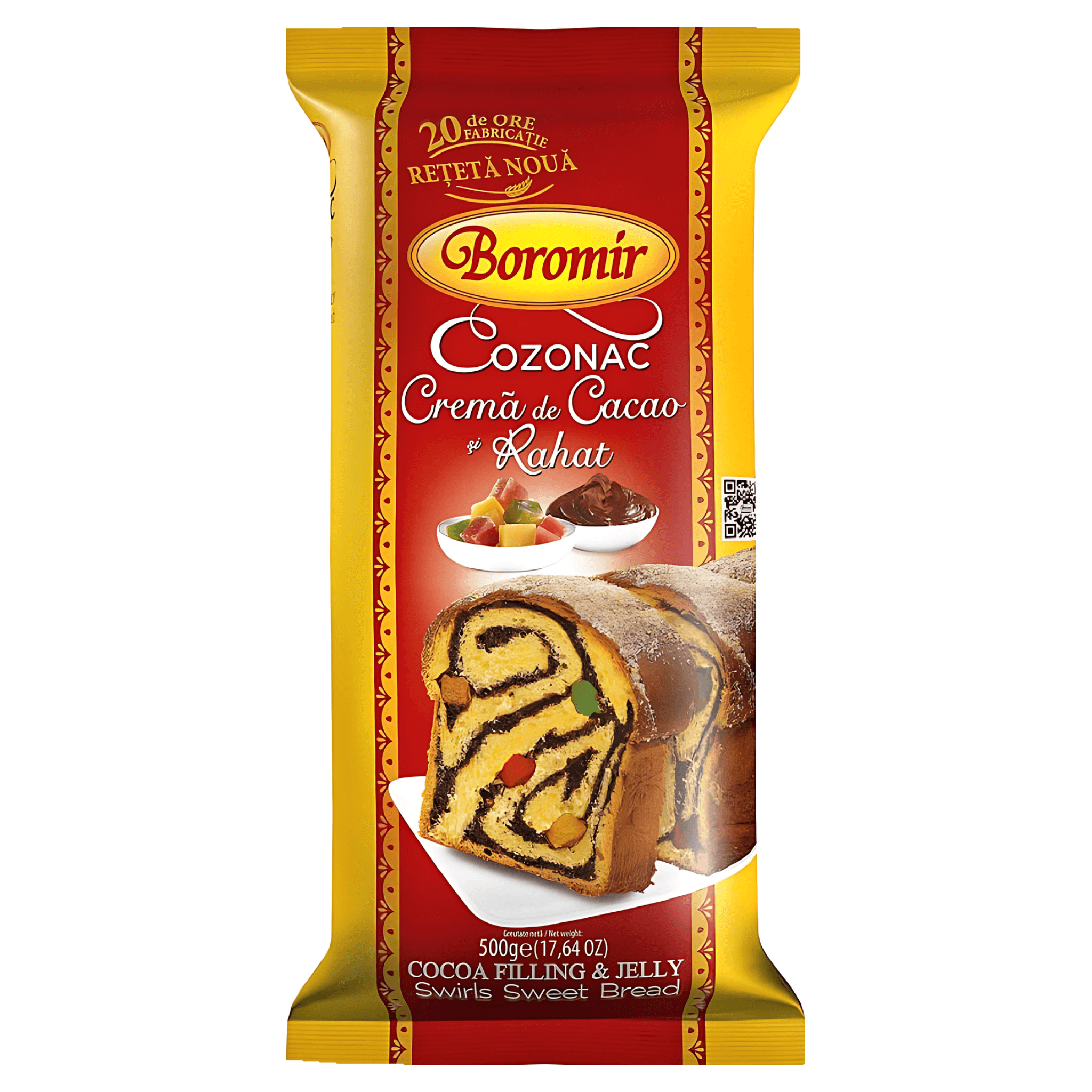 Cozonac cu crema de cacao si rahat Boromir, 500g