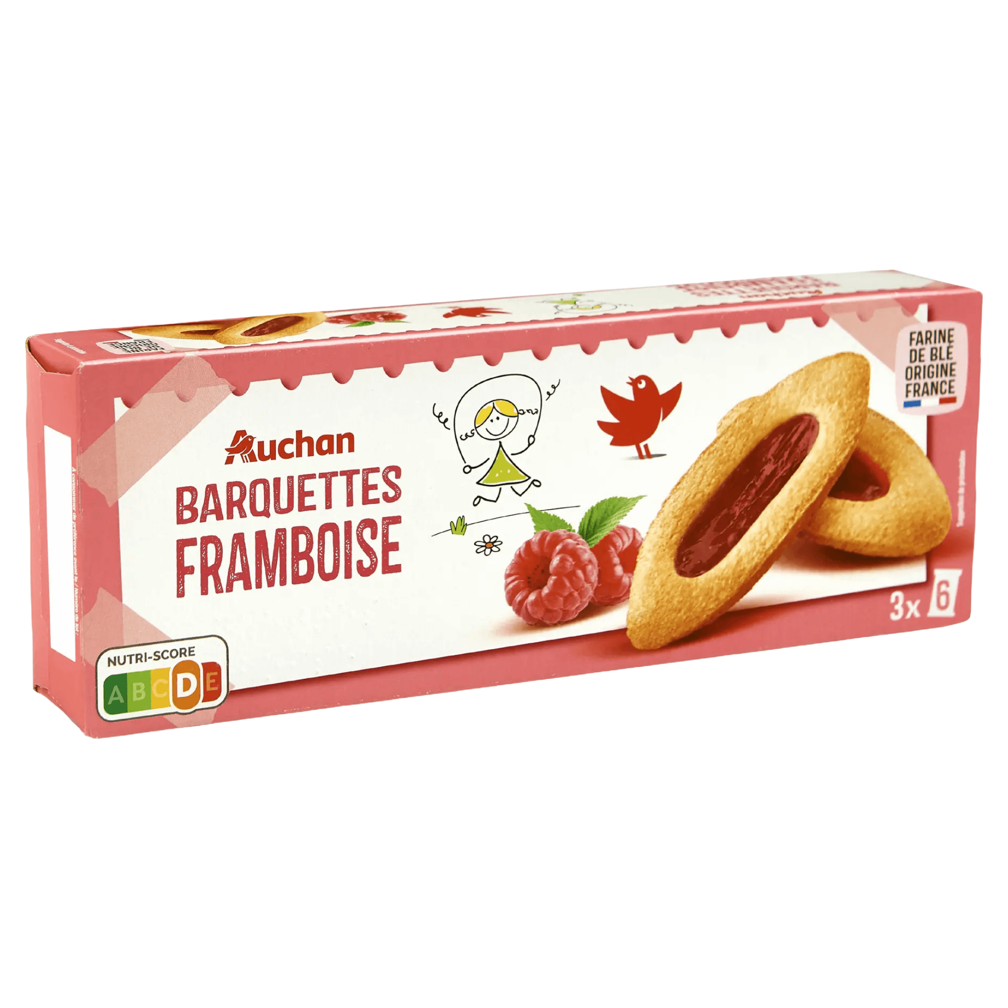 Biscuiti cu jeleu cu aroma de zmeura Auchan, 120 g