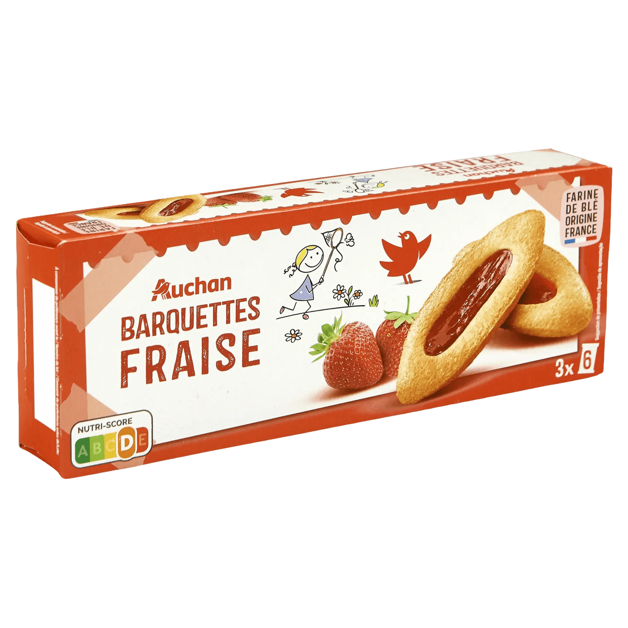 Biscuiti cu jeleu cu aroma de capsuni Auchan, 120 g