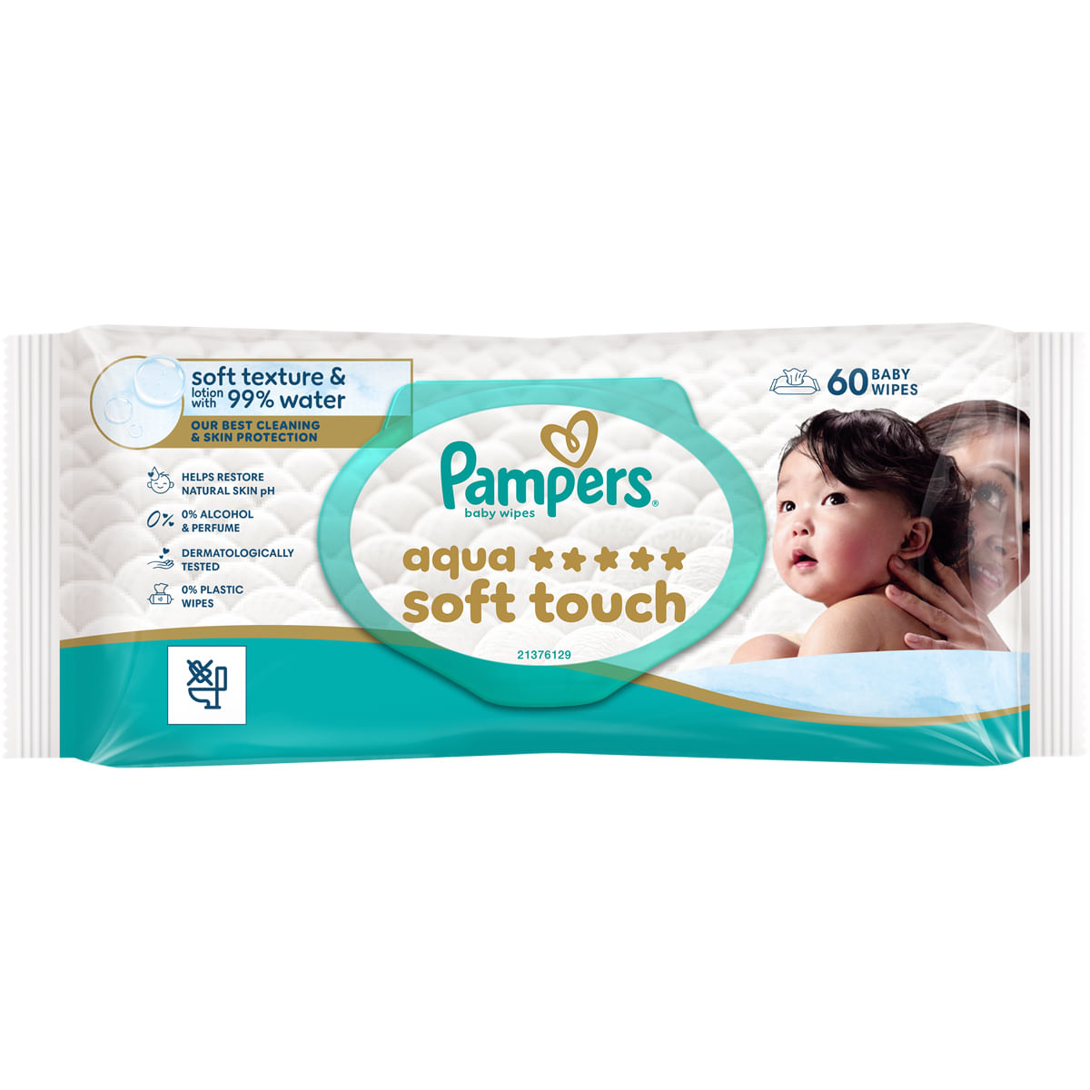 Servetele umede bebelusi Pampers Aqua Soft Touch, 60 bucati