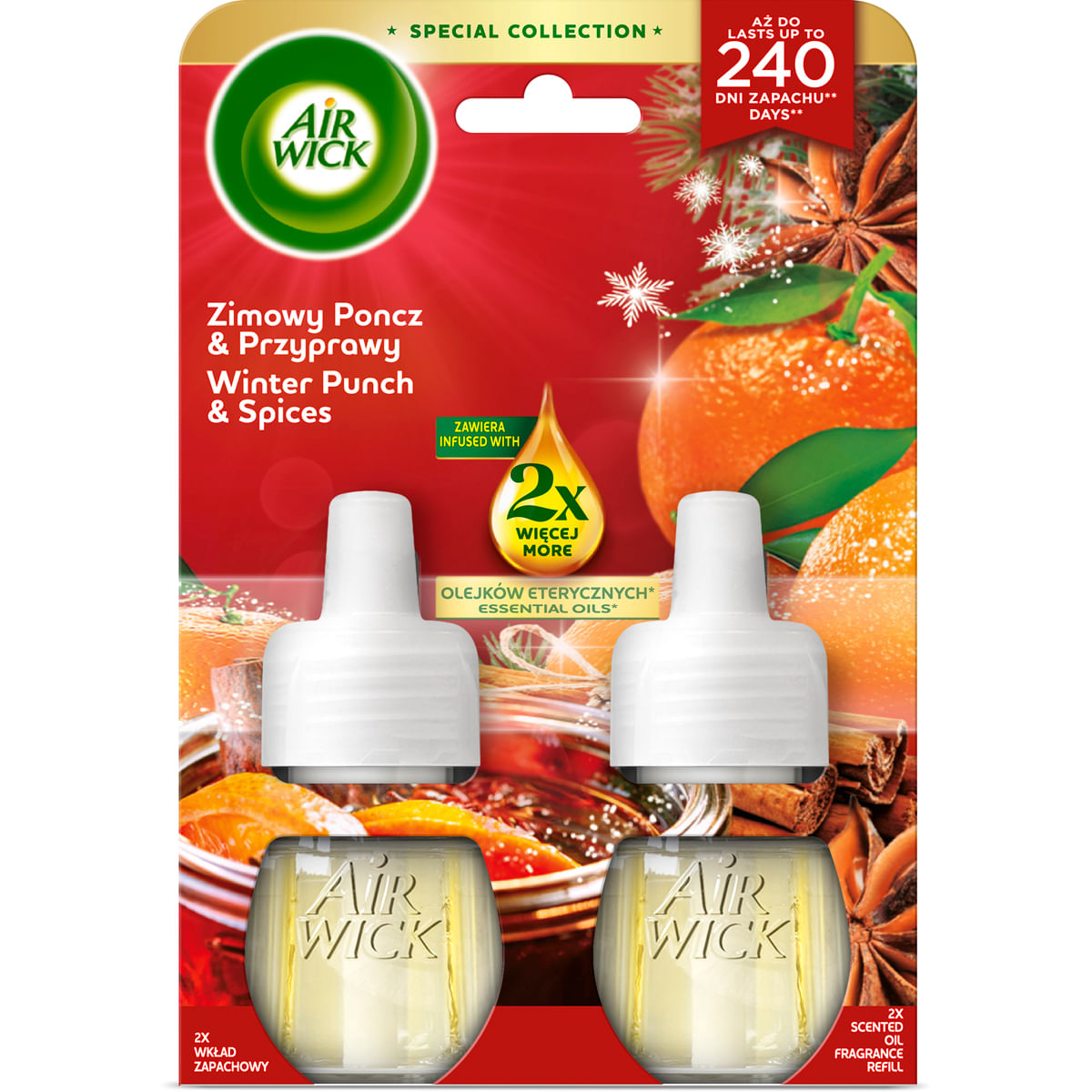 Rezerve odorizant electric Air Wick Duo, parfumuri de iarna si condimente, 2 x 19 ml