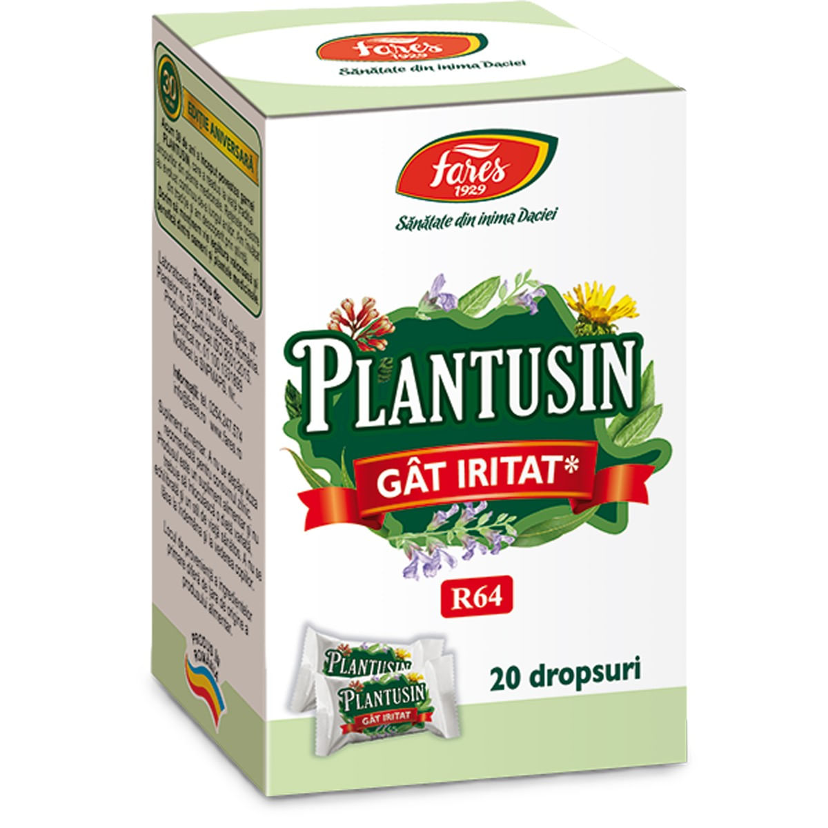 Dropsuri pentru gat iritat Plantusin Fares, 20 bucati