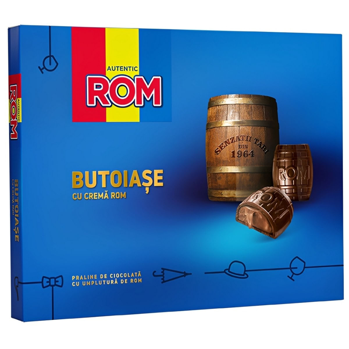 Praline de ciocolata cu crema de rom Rom Butoiase, 126 g
