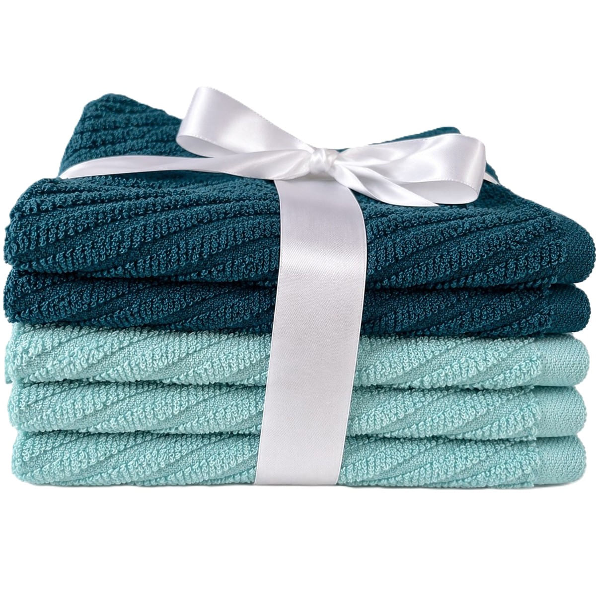 Set prosoape de bucatarie, 5 bucati, 30 x 30 cm, verde/turcoaz